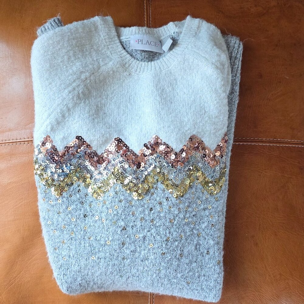 Girls Knitted Sweater Dress / Sparkle Dress / Sequin Dress / Little Girls Dress - Picture 7 of 16